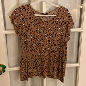 Leopard Print Baby Doll Blouse